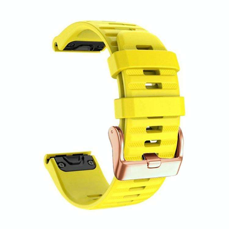For Garmin Fenix 7S / 6S Pro / 5S Plus 20mm Rose Gold Buckle Quick Release Silicone Watch Band(Ye...