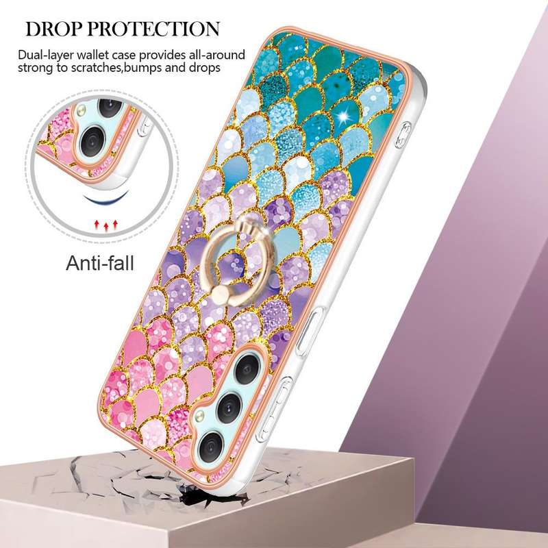 For Samsung Galaxy A24 4G Electroplating IMD TPU Phone Case with Ring(Colorful Scales)
