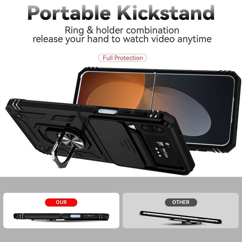 For Samsung Galaxy Z Flip4 Sliding Camshield Holder Phone Case(Black)