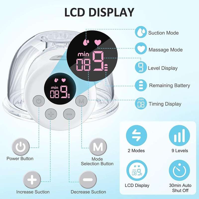 S12 LCD Screen Smart Large Capacity Portable Wearable Silent Electric Breast Pump, Color: Bilateral
