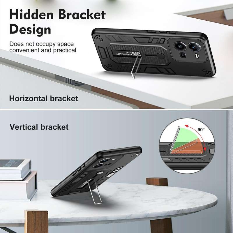 For vivo V25 5G / V25e Variety Brave Armor Finger Loop Holder Phone Case(Black)