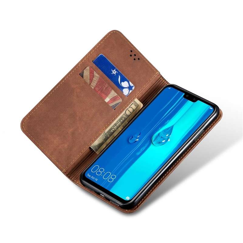 For Huawei Y9 (2019) Denim Texture Casual Style Horizontal Flip Leather Case with Holder & Card S...