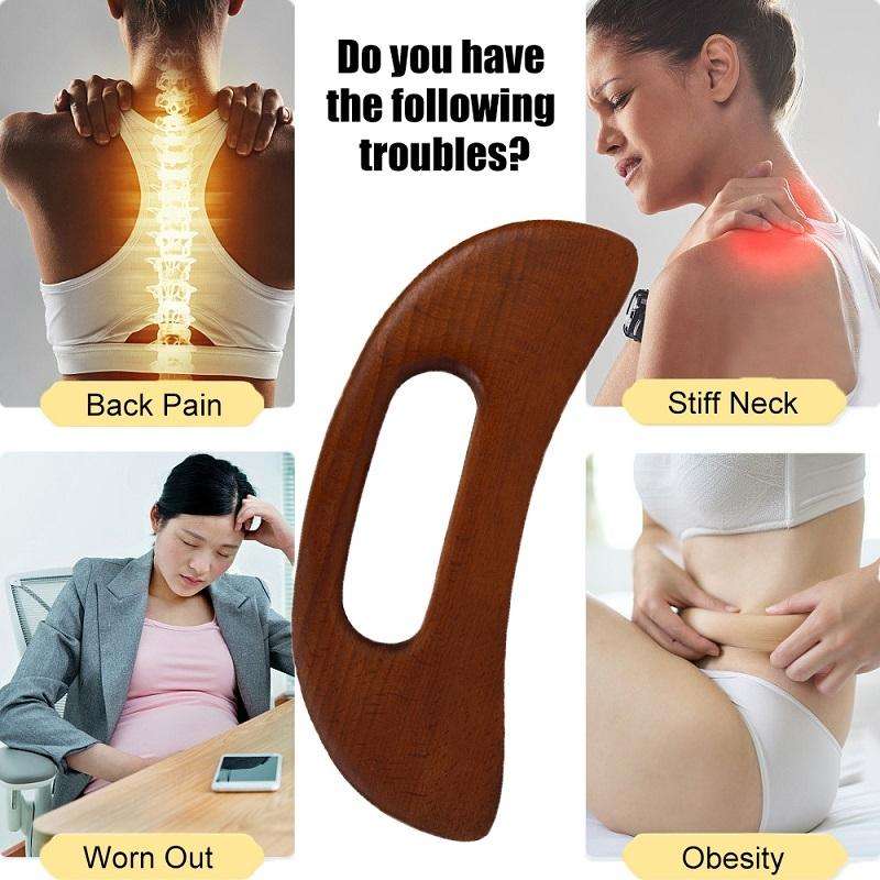 Wooden Back Scraping Board Stovepipe Massage Tool(Carbonized Beech)