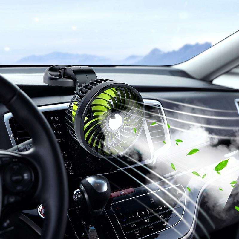 F612 5W Car Rotatable Turntable Silent Fan(12V Cigarette Lighter)
