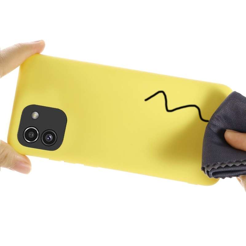 For Samsung Galaxy A03 164.2mm Global Version Pure Color Liquid Silicone Phone Case(Yellow)