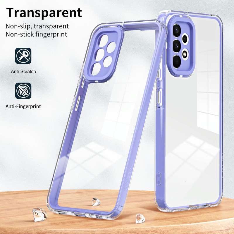 For Samsung Galaxy A33 5G 3 in 1 Clear TPU Color PC Frame Phone Case(Purple)