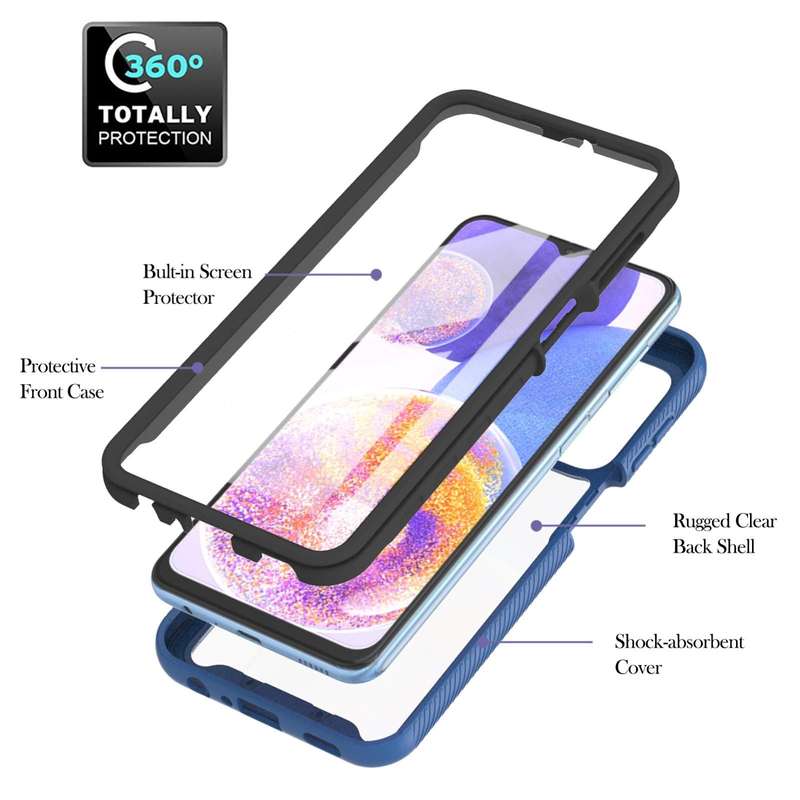 For Samsung Galaxy A23 5G / 4G Starry Sky Solid Color Series PC + TPU Phone Case with PET Film(Blue)