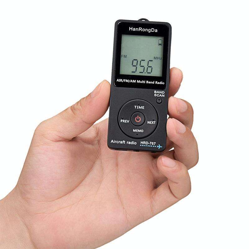 HanRongDa Mini Aviation Band Radio Can Set Automatic Shutdown FM, AM, AIR Radio(Black)