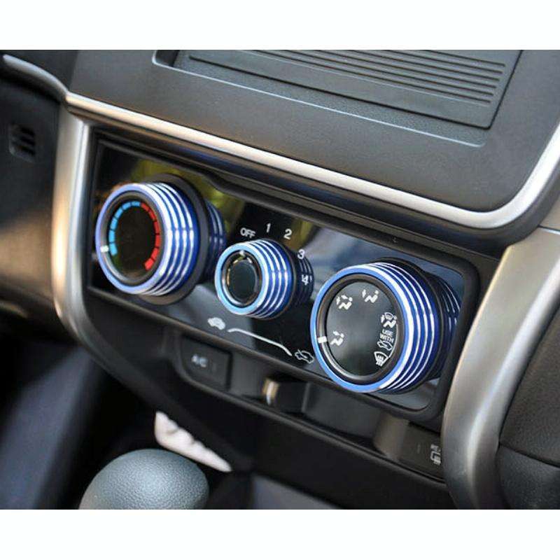 3 PCS Car Aluminum Alloy Air Conditioner Knob Case for Honda VEZEL / XR-V / Fit / GIENIA / City(B...