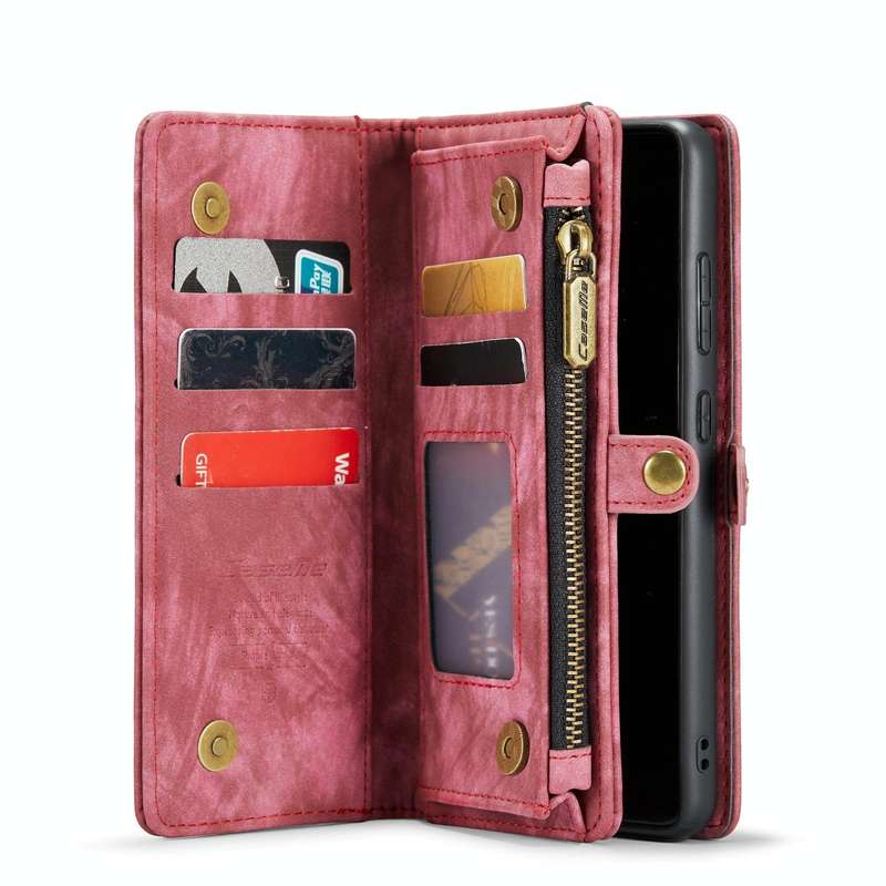 For Samsung Galaxy S22 5G CaseMe-008 Detachable Multifunctional Horizontal Flip Leather Case(Red)