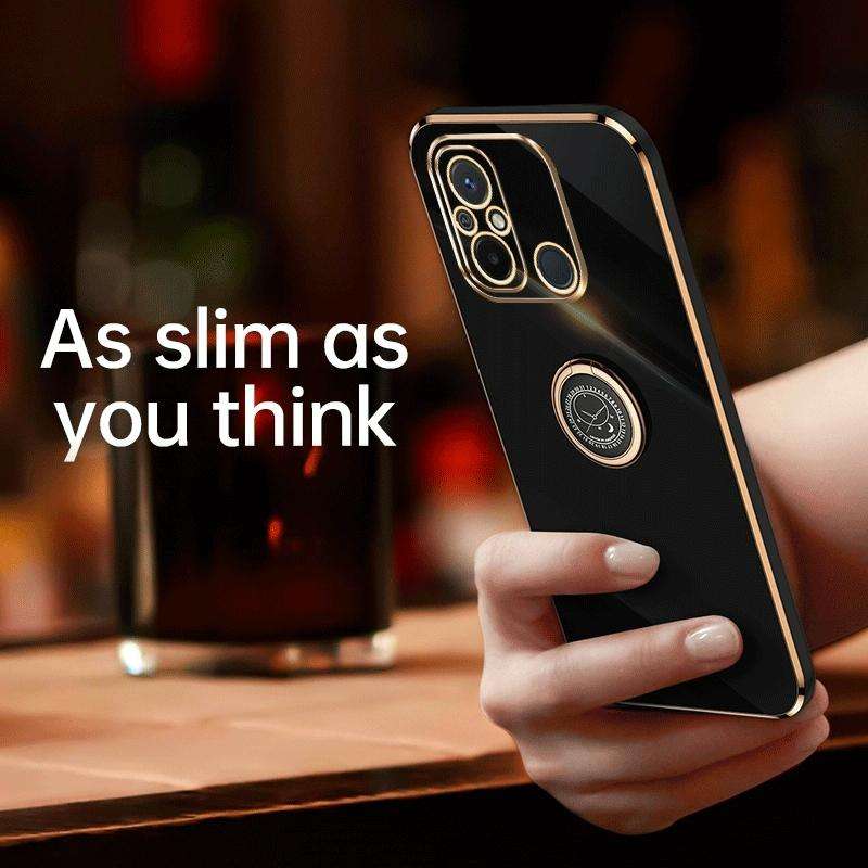 For Xiaomi Redmi 12C 4G XINLI Straight Edge 6D Electroplate TPU Phone Case with Ring Holder(Black)