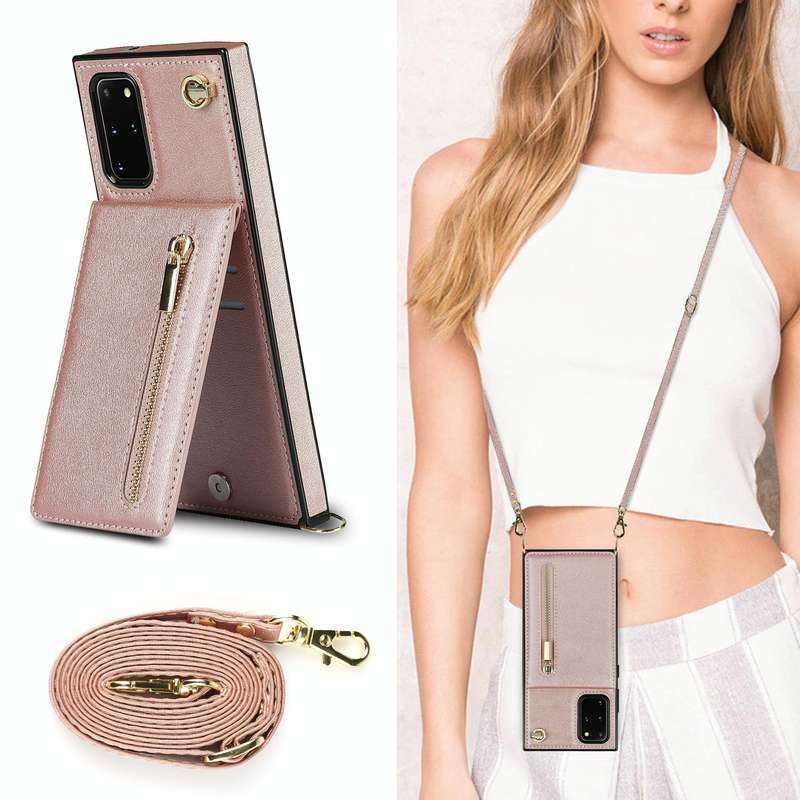 For Samsung Galaxy S20 Cross-body Zipper Square TPU+PU Back Cover Case with Holder & Card Slots &...