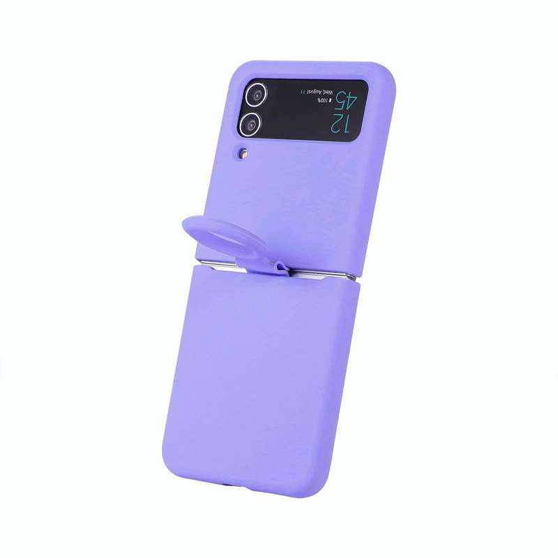 For Samsung Galaxy Flip 4 Silicone Integrated Ring Buckle Phone Case(Purple)