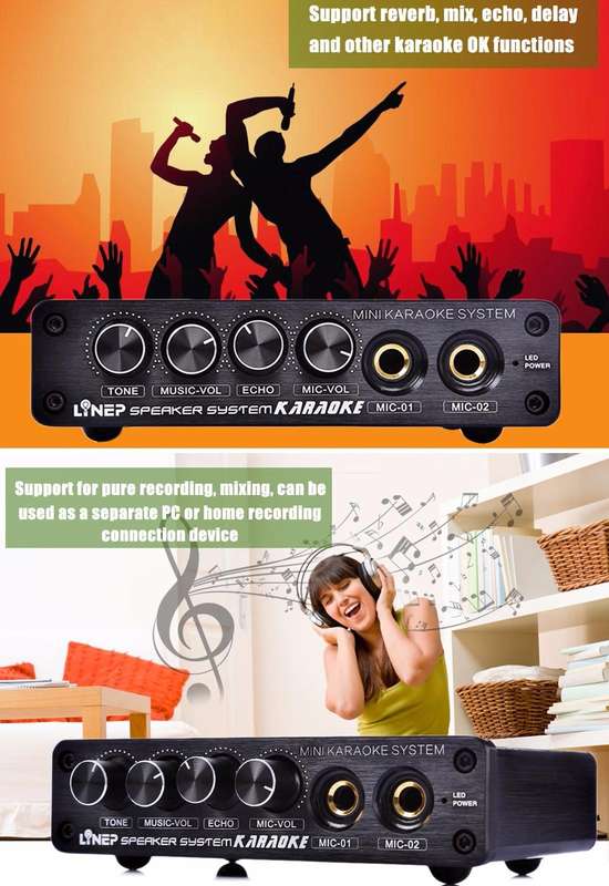 A933 Mini Karaoke Machine System Sound Mixer Amplifier for PC / TV / Mobile Phones, Support RCA i...