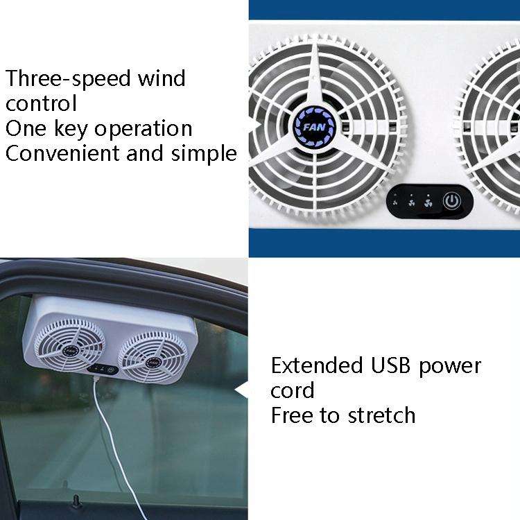 USB Interface Car Cooling Device Car Exhaust Air Circulation Exhaust Fan Car Changing Fan(White)