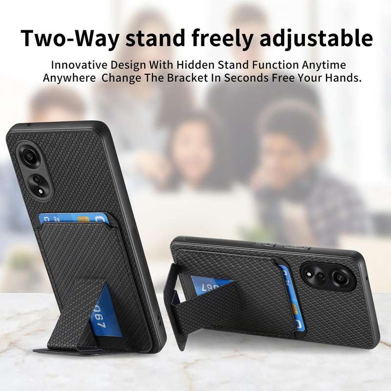 For OPPO A79 5G Carbon Fiber Card Bag Fold Stand Phone Case(Black)