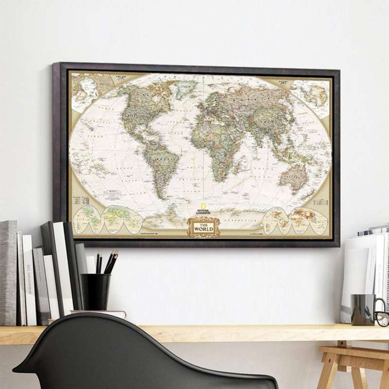 Antique Poster Wall Chart Retro Matte Kraft Paper World Map, Size:30X45cm