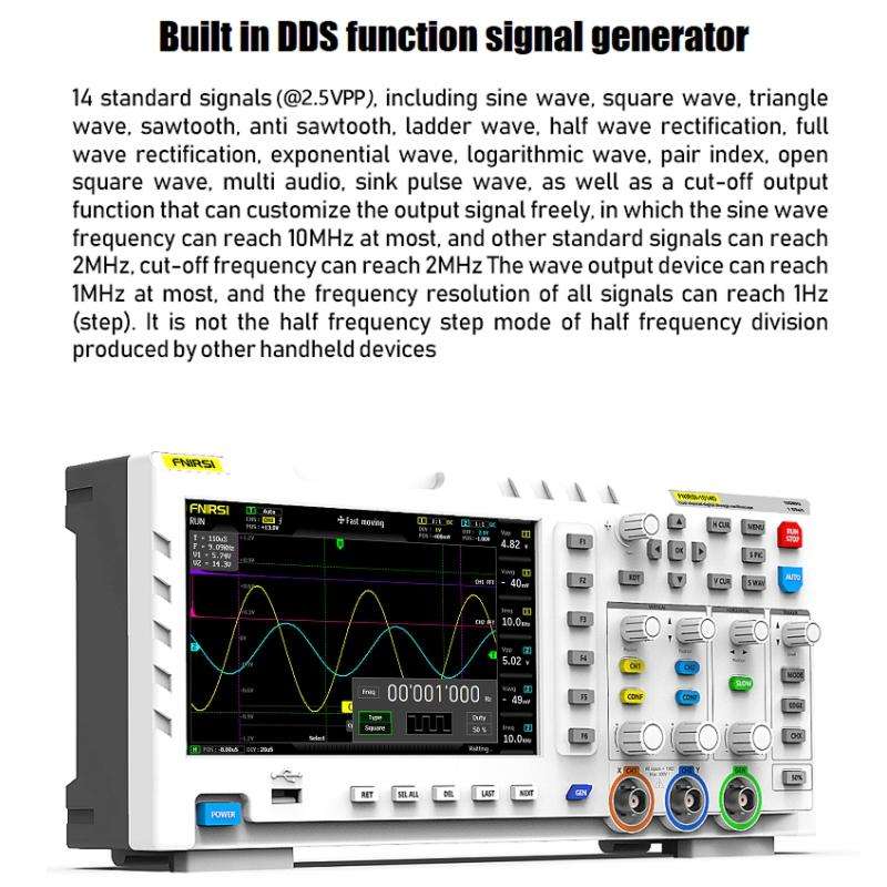 FNIRSI 1014D 2 in 1 Dual-channel 100M Bandwidth Digital Oscilloscope 1GS Sampling Signal Generato...