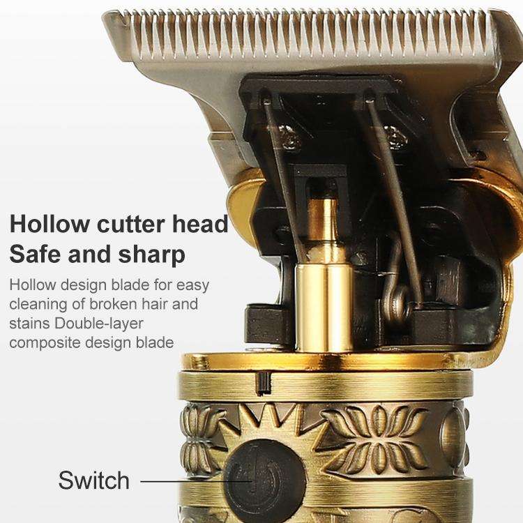 VGR V-228 5W USB Retro Engraving Hair Clipper with LED Digital Display (Silver)