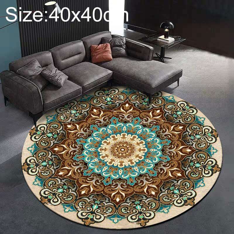 Ethnic Carpet Camel Mandala Flower Carpet Non-slip Floor Mat, Size:Diameter 40cm(Gray)