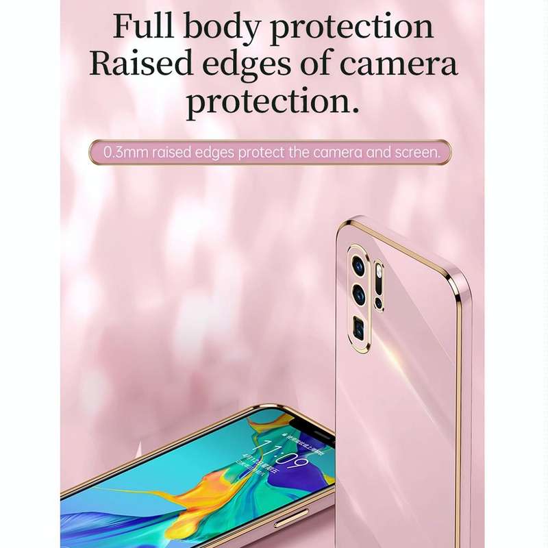 For Huawei P30 Pro XINLI Straight 6D Plating Gold Edge TPU Shockproof Case with Ring Holder(Cherr...
