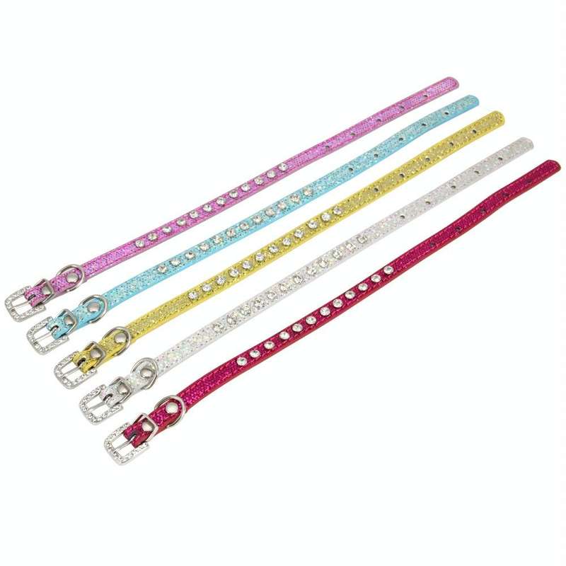 1.0 x 35cm Glitter Diamond Cat Neck Collar Decorative Supplies, Color: No Diamond Silver