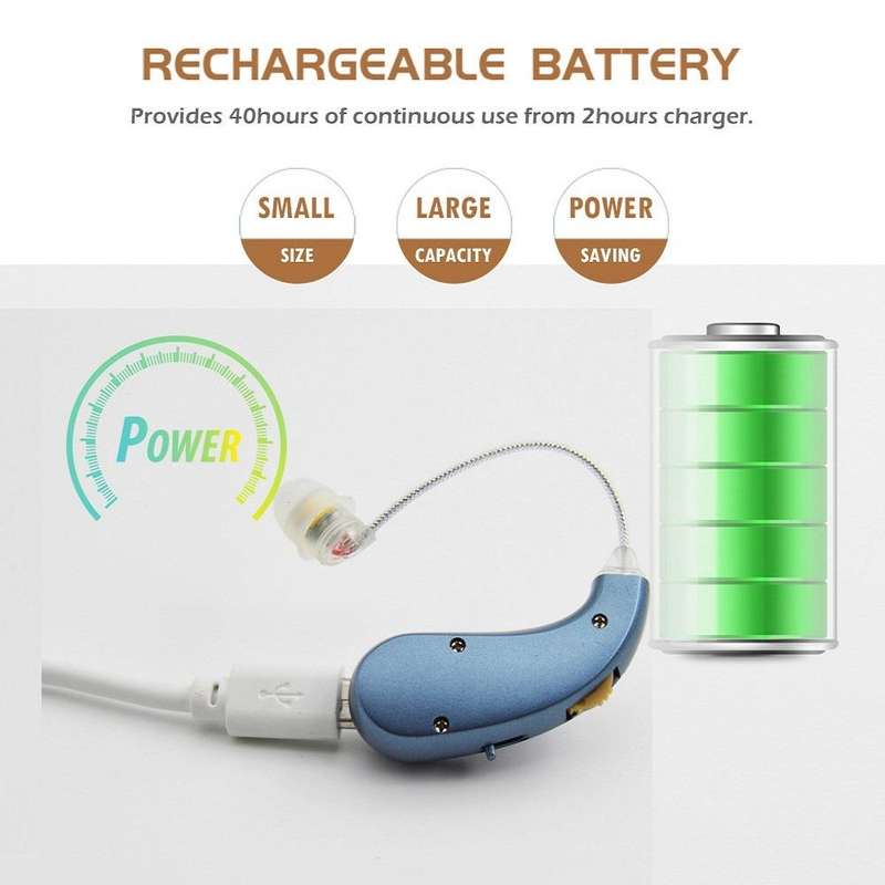Portable Rechargeable Invisible Hearing Aid US Plug(Black)