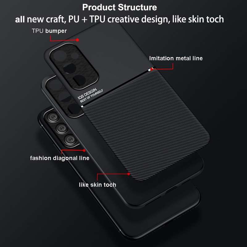 For Samsung Galaxy A35 5G Classic Tilt Strip Grain Magnetic Shockproof PC + TPU Phone Case(Black)