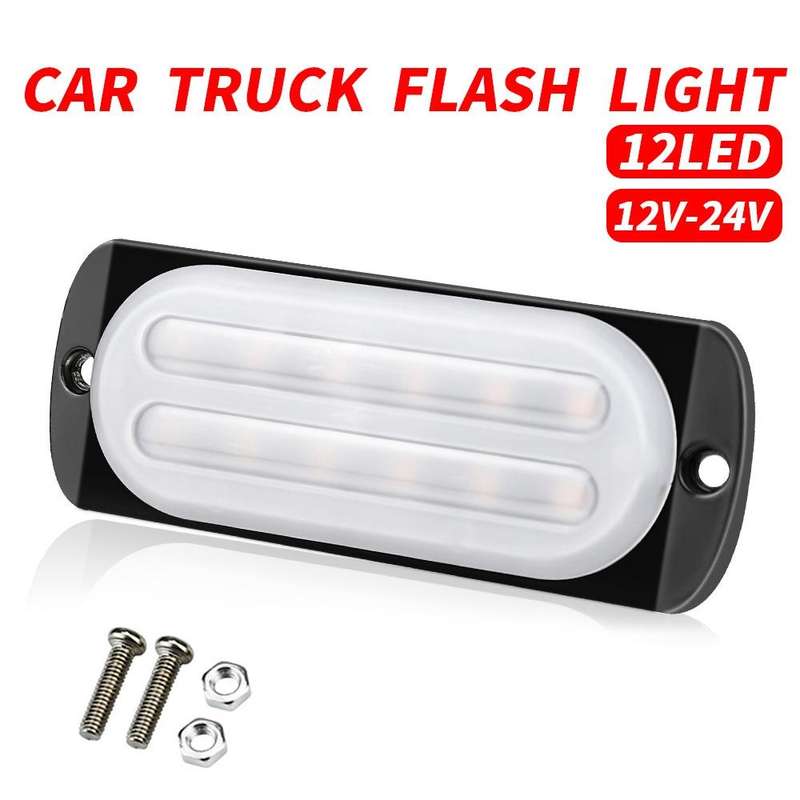 DC12V-24V / 36W Car Truck Emergency Strobe Flash Warning Light 12LEDs Ultra-thin Side Lights(Red ...