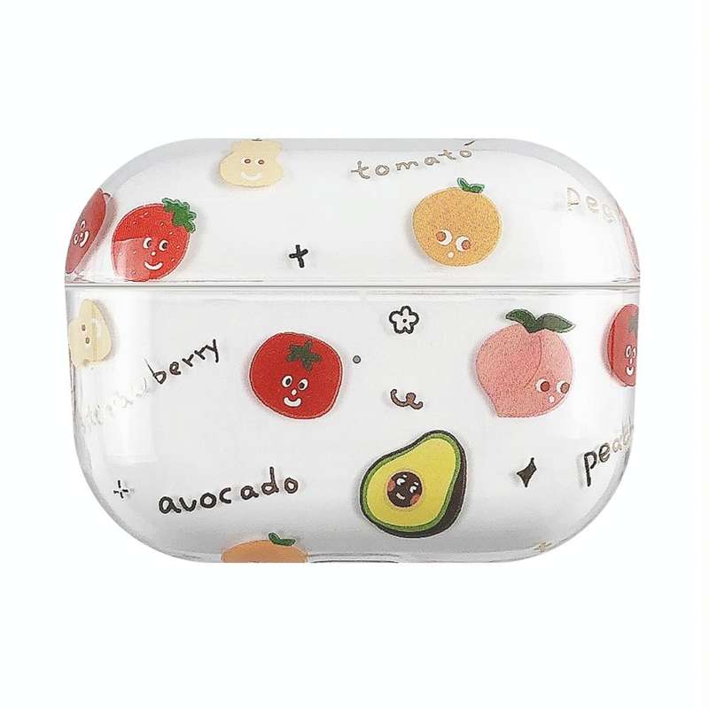 For AirPods Pro 2 Bronzing Fruit Pattern PC Earphone Hard Protective Case(Fruit Platter)