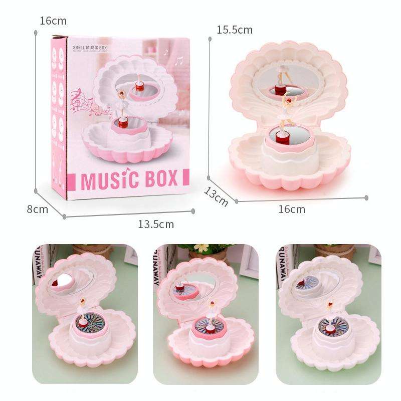 Shell Dancing Girl Flash Music Box Jewelry Storage Box(K0633 White)