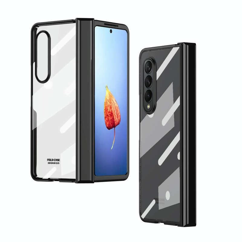 For Samsung Galaxy Z Fold4 Full Body Electroplating Hinge Phone Case(Black)