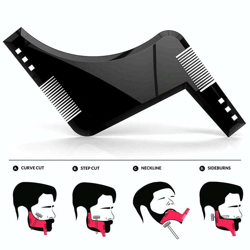3 PCS Double-sided Beard Comb Molding Template Tool Beard Shaping Styling Tool With Inbuilt Comb(...