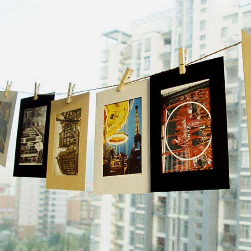 10pcs /Set DIY Photo Gallery Wall Mounted Paper Photo Frame With Twine Clip, Size: 6 inch(White)