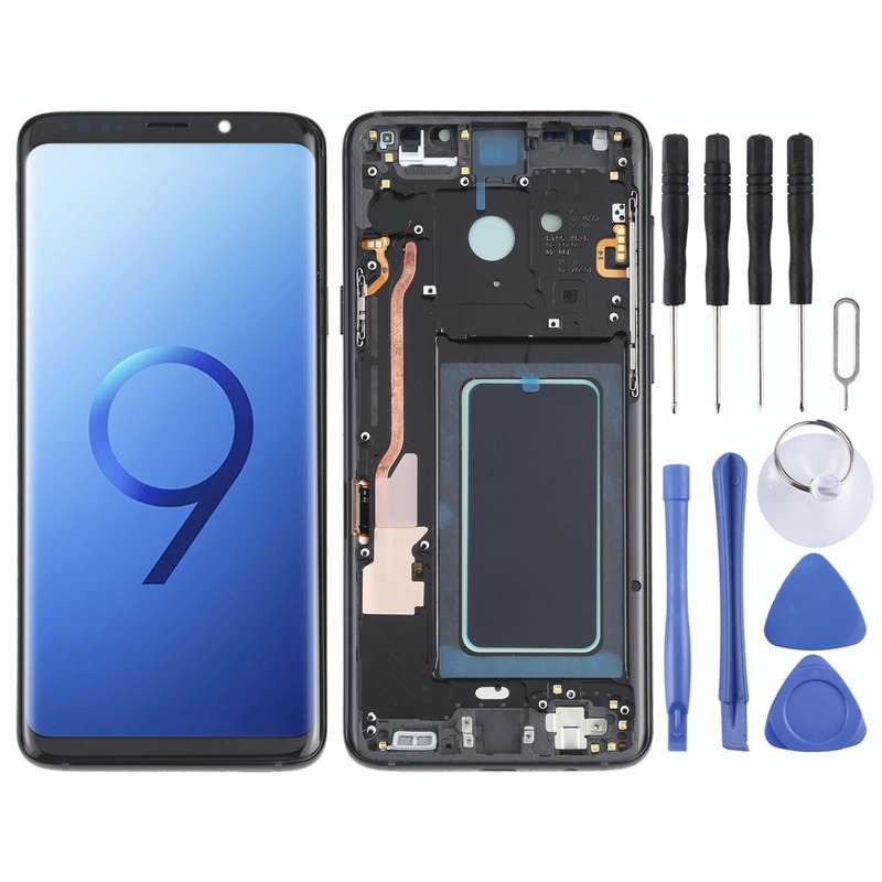 OLED LCD Screen for Samsung Galaxy S9+ SM-G965 Digitizer Full Assembly with Frame (Black)