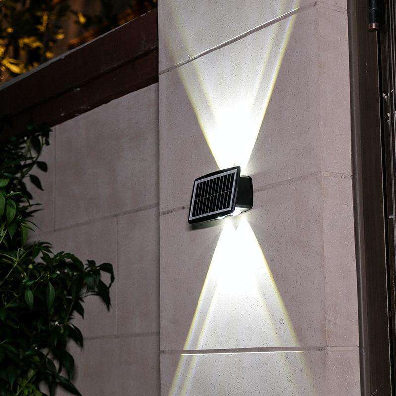 4LED Solar Wall Lamp Outdoor Waterproof Up And Down Double-headed Spotlights(White Light)