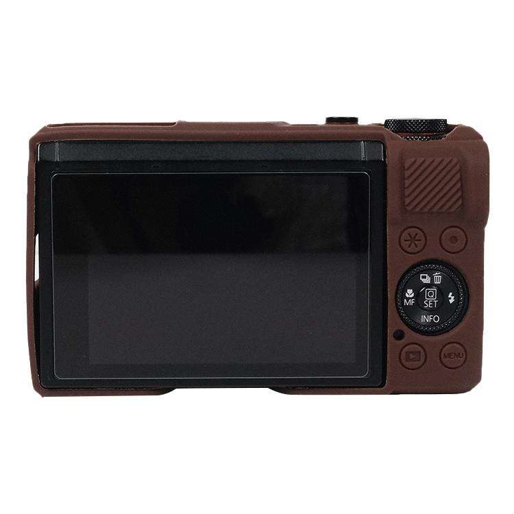 For Canon PowerShot G7 X Mark III / G7X3 Soft Silicone Protective Case with Lens Cover(Coffee)