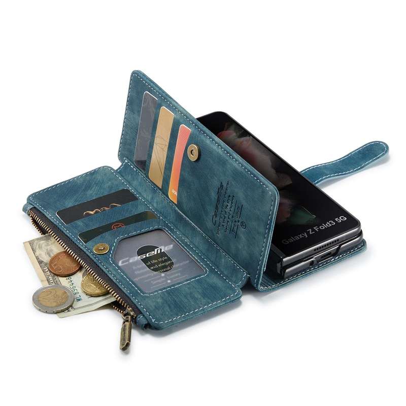 For Samsung Galaxy Z Fold3 5G CaseMe C30 Multifunctional Phone Leather Phone Case(Blue)