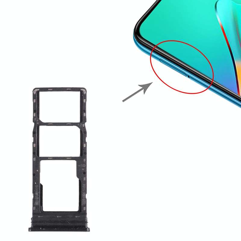 For infinix Smart 5 X657 X657C SIM Card Tray + SIM Card Tray + Micro SD Card Tray (Black)