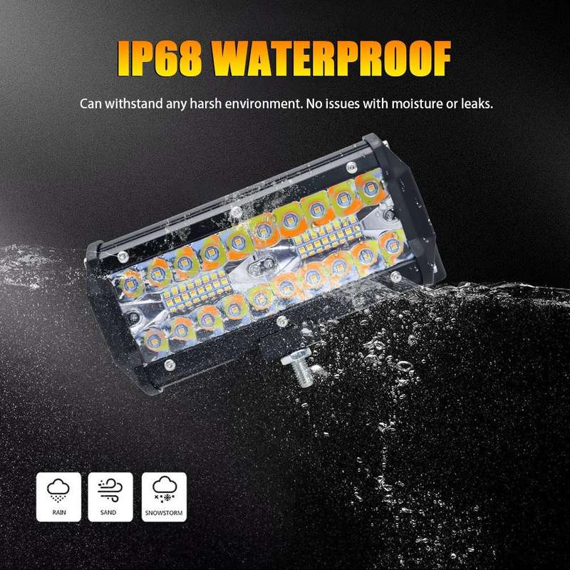 7 inch 15W 3 Row Car LED Strip Light Working Refit Off-road Vehicle Lamp Roof Strip Light with Ye...