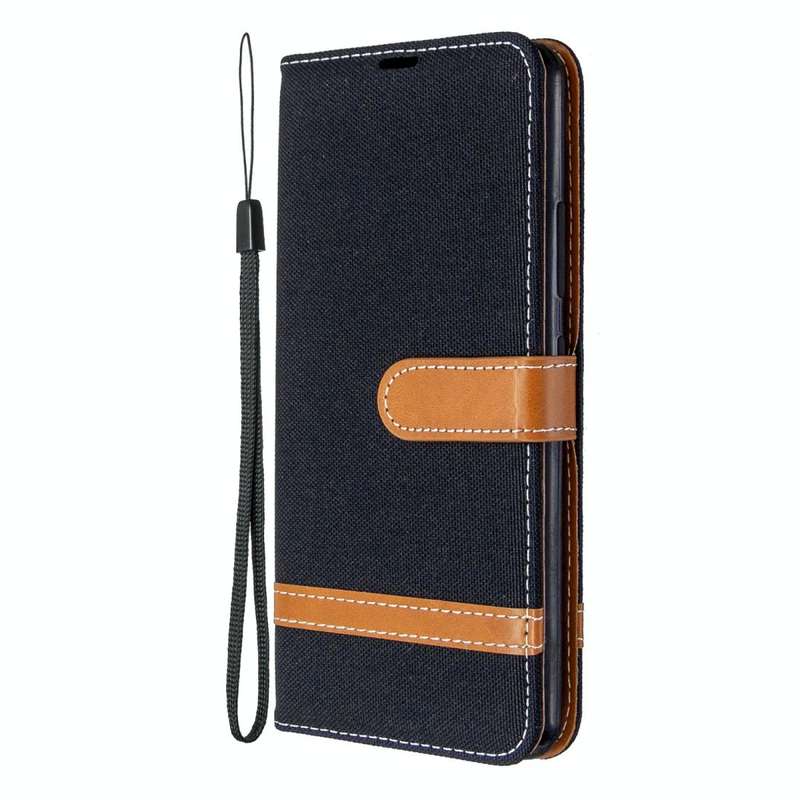 For Galaxy A70e Color Matching Denim Texture Horizontal Flip Leather Case with Holder & Card Slot...