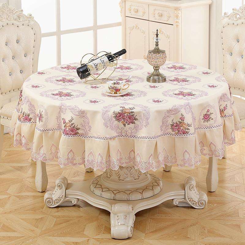 Home Fabric Round Tablecloth Hotel Disposable Anti-scald Table Mats, Size:180cm(European Purple)