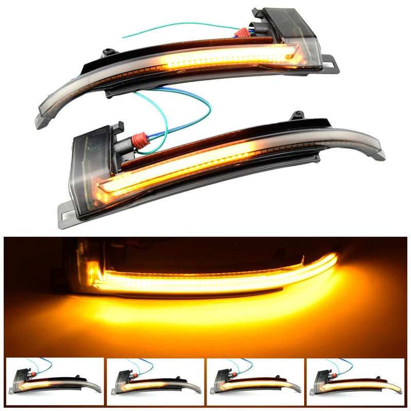 1 Pair For Audi A4 B8 Car Dynamic LED Turn Signal Light Rearview Mirror Flasher Water Blinker (Tr...