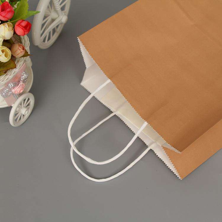 10 PCS Elegant Kraft Paper Bag With Handles for Wedding/Birthday Party/Jewelry/Clothes, Size:12x1...