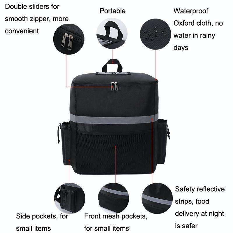 RH848 Takeaway Box Shoulder Insulation Delivery Box Rider Errand Delivery Backpack(Black)