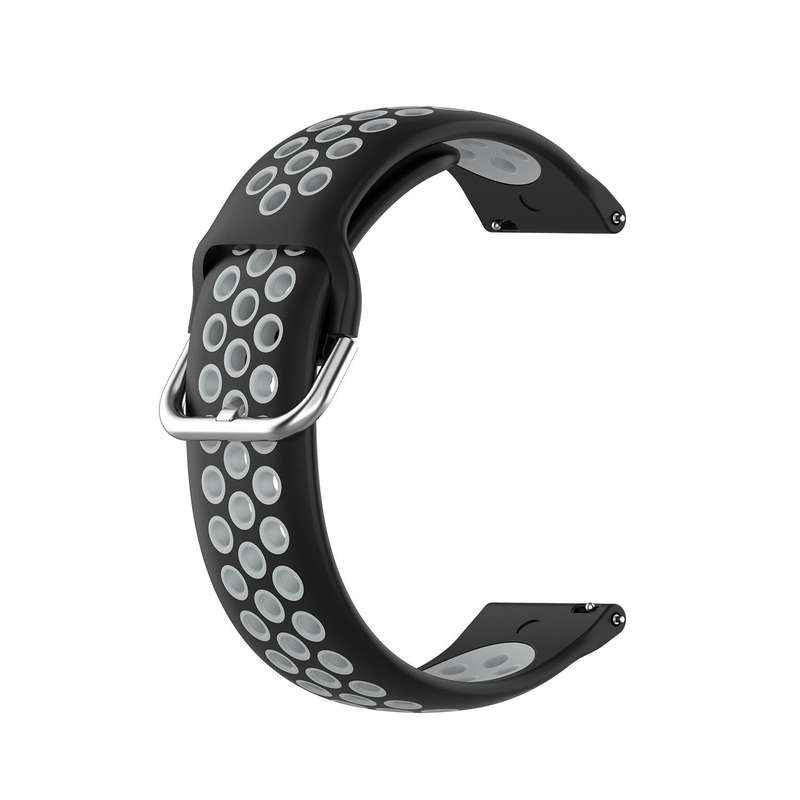For Garmin Vivomove Sport 20mm Perforated Breathable Sports Silicone Watch Band(Black+ Grey)