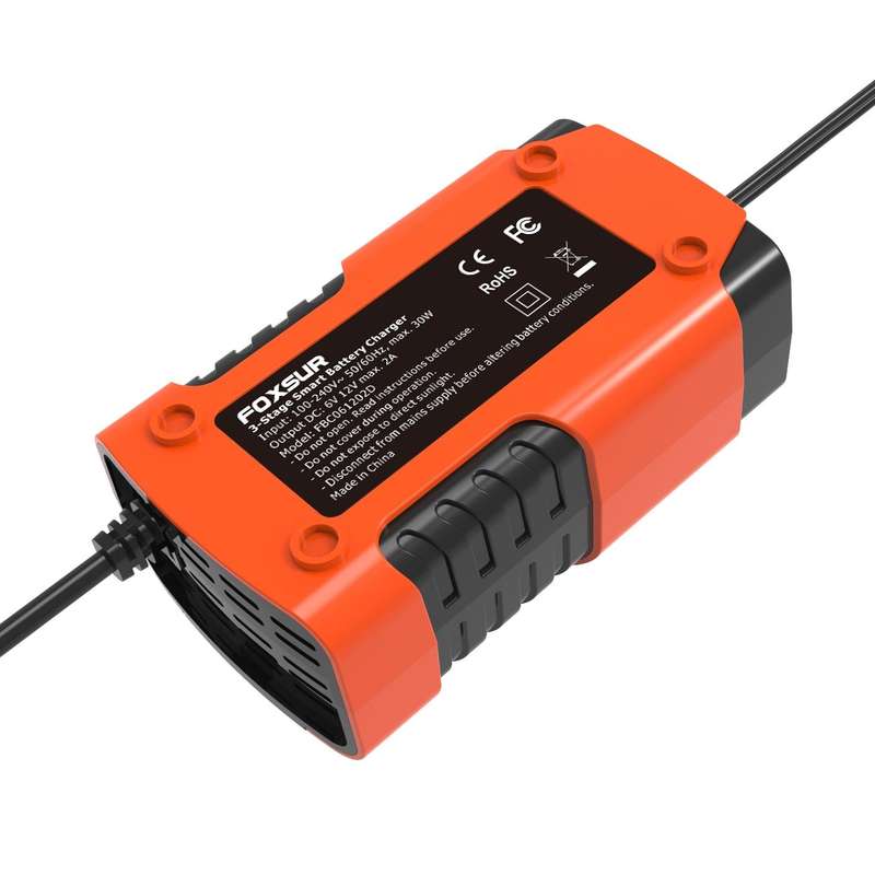 FOXSUR 2A / 6V / 12V Car / Motorcycle 3-stage Full Smart Battery Charger, Plug Type:JP Plug(Red)