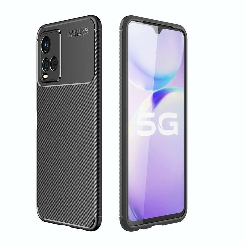For vivo Y33S Carbon Fiber Texture Shockproof TPU Case(Black)