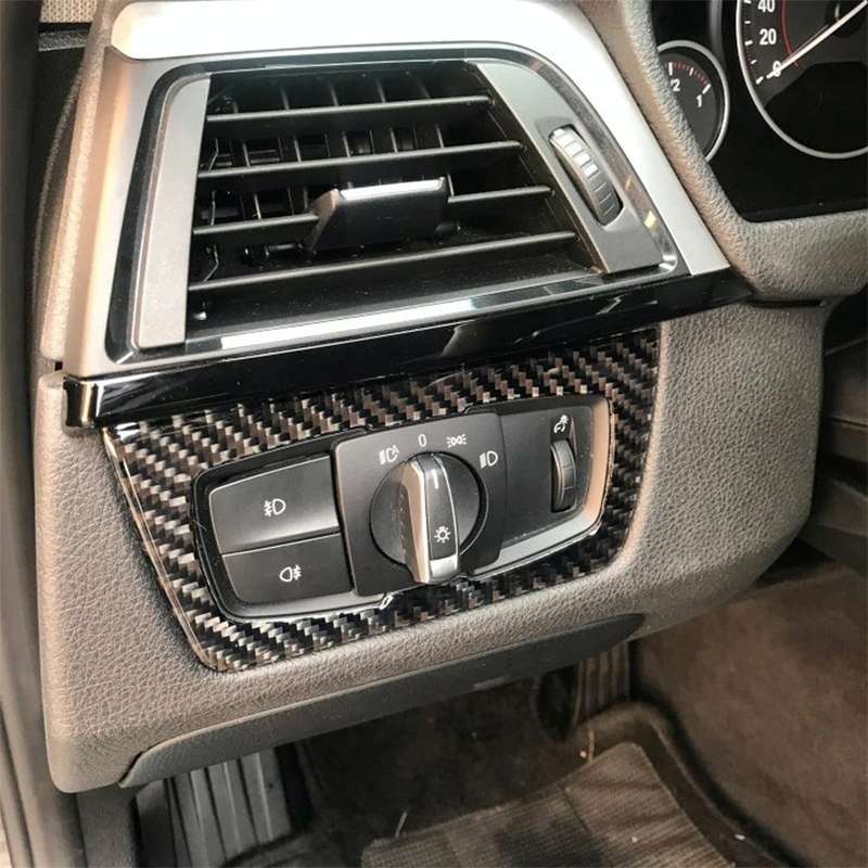 Carbon Fiber Car Headlight Switch Decorative Sticker for BMW F30 2013-2017 / F34 2013-2017
