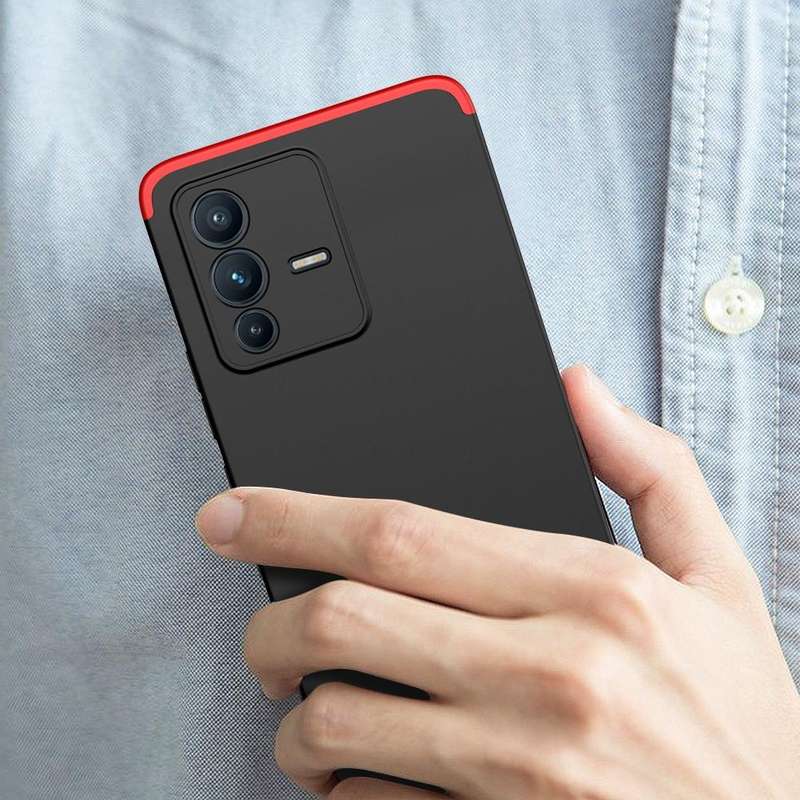 For vivo V23 5G GKK Three Stage Splicing PC Phone Case(Black Red)